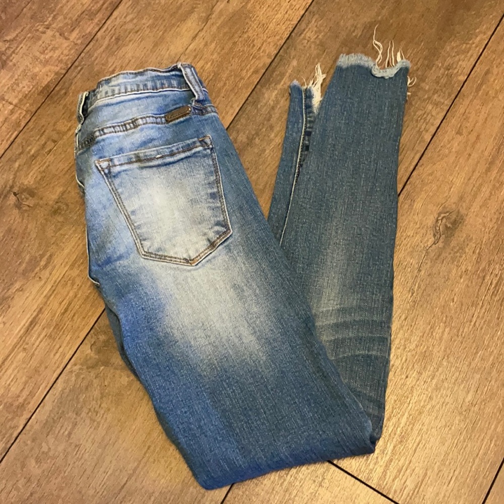 KanCan distressed light denim jeans frayed bottom